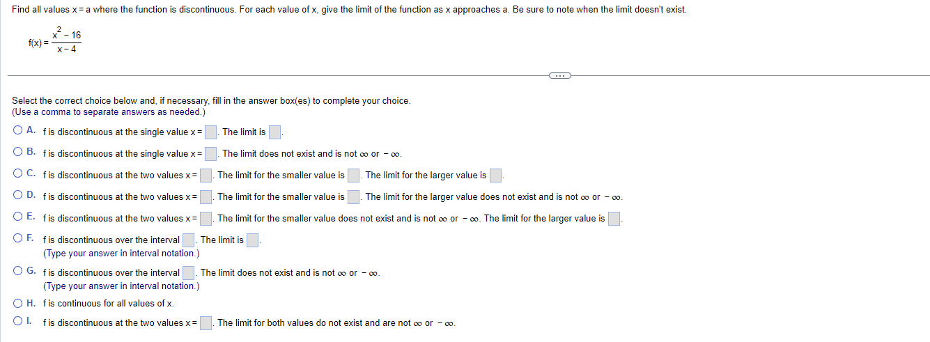  Find all values X: a where the function is discontinuous For