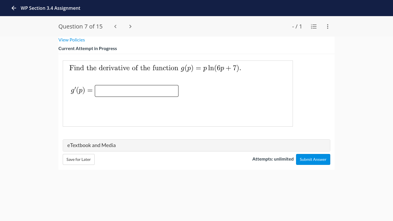 Question 11 of 15 - /1 ... View Policies Current Attempt in