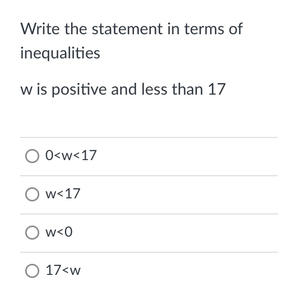 this part.Part. 2 Express the inequality in interval notation: W > -8