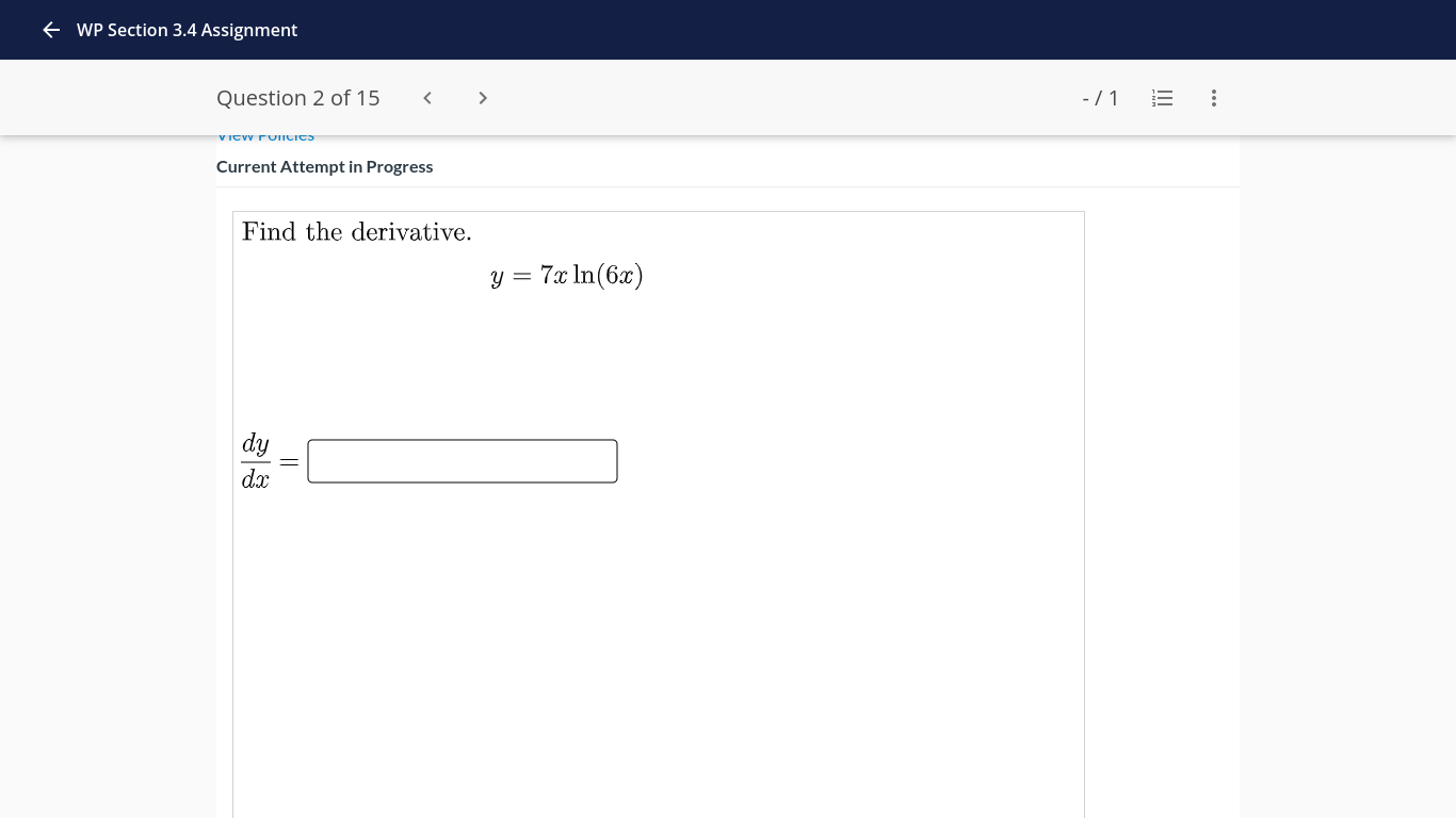 f(x) = 7xet at the point at which x = 0. y