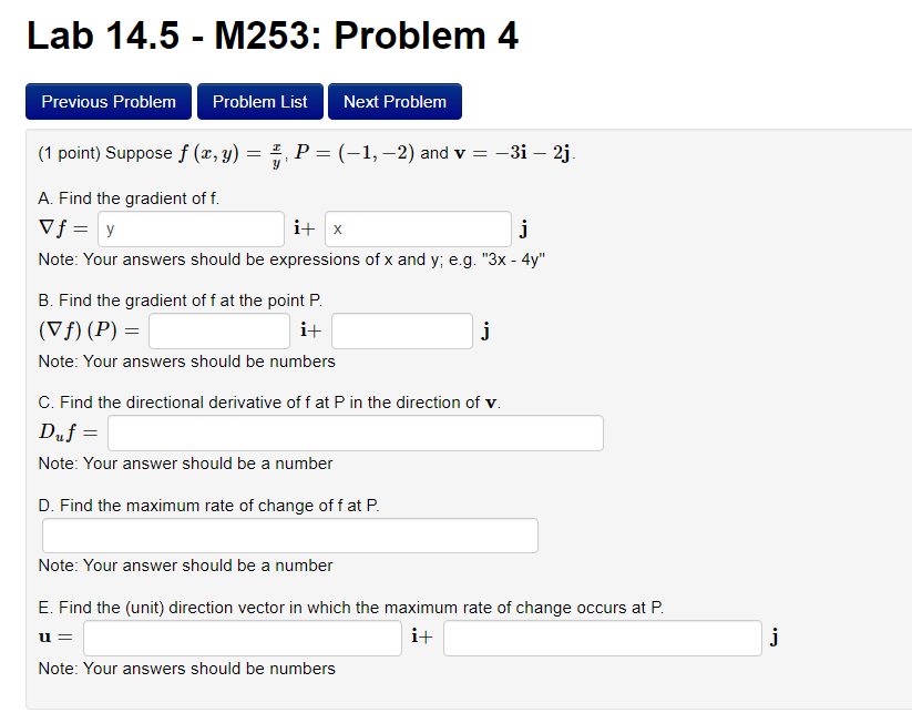 the point {5, ll]. 2:: Lab 14.5 - M253: Problem 4 {1