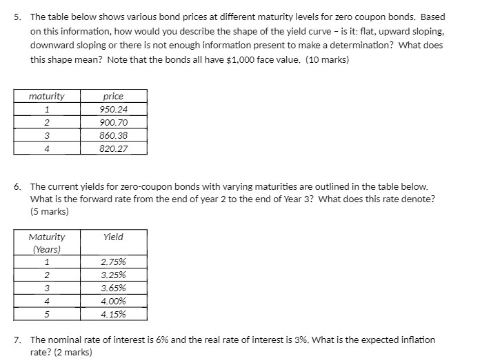 maturity levels for zero coupon bonds . Based on this information ,