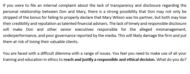 decision-making model you are using and then use the subheadings appropriate to