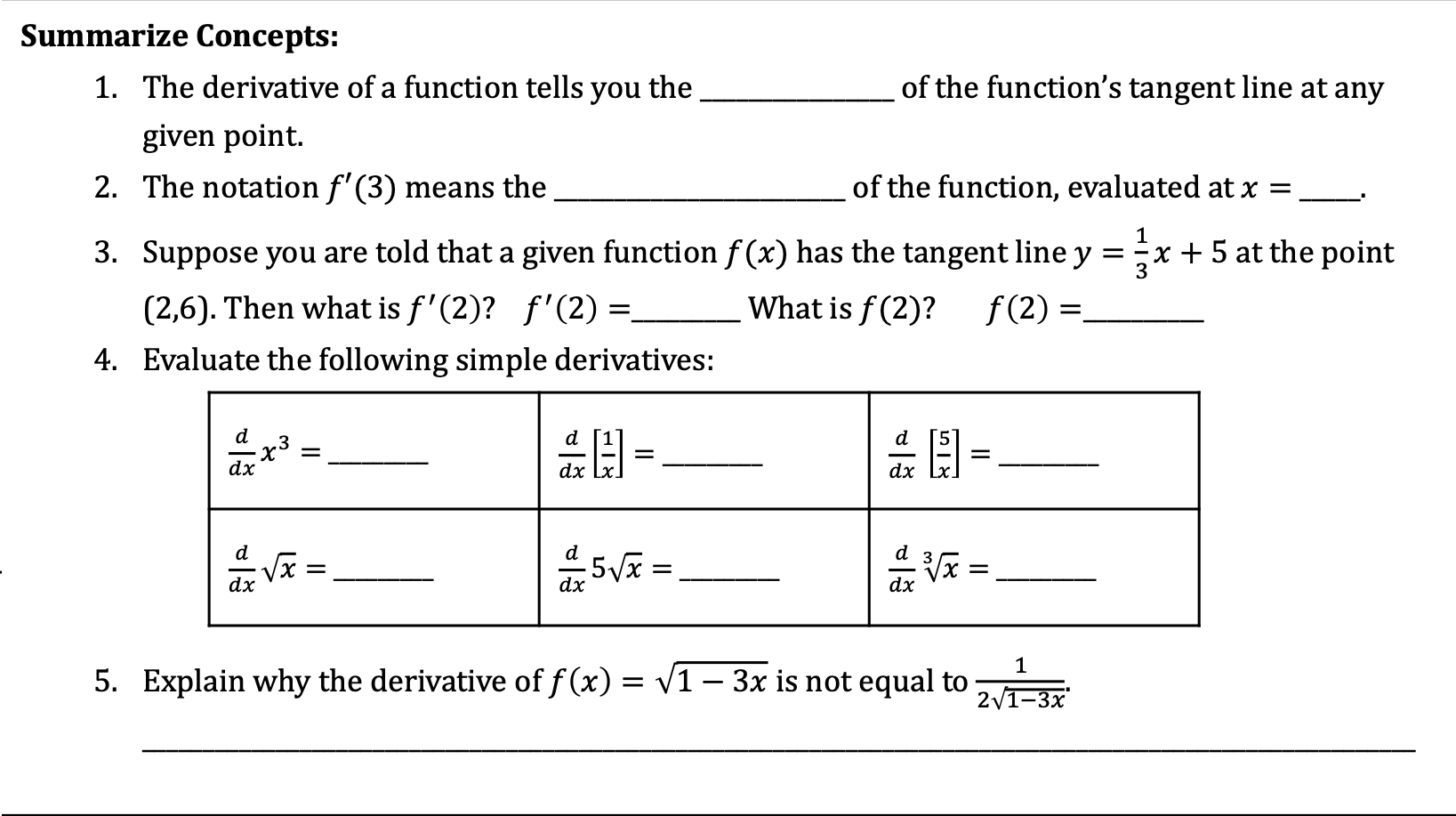 a] Find the derivative. b) Evaluate f ' (2) c) Evaluate f