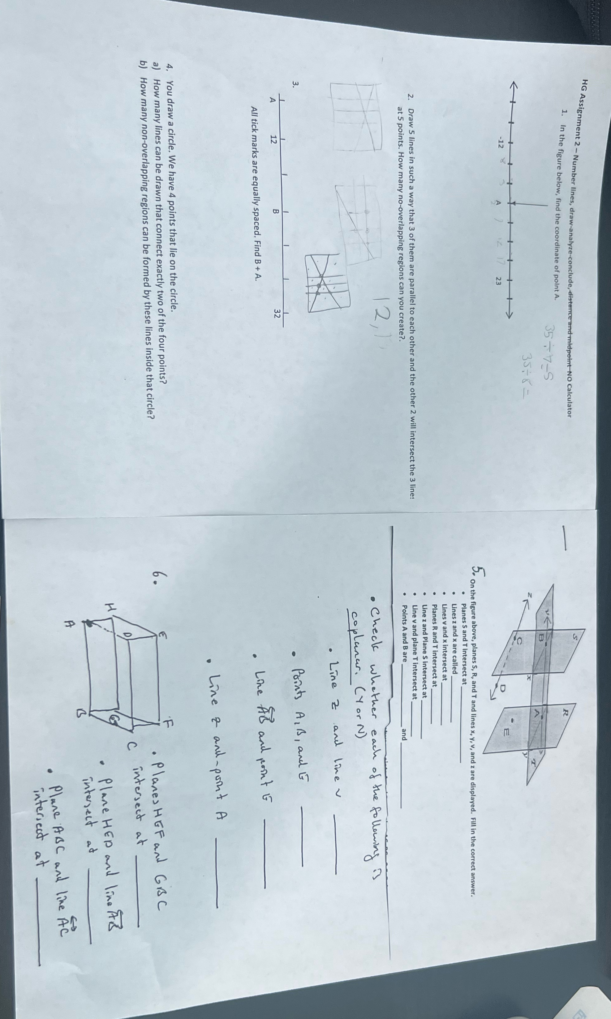 Pls help i cant HG Assignment 2 - Number lines, draw-analyze-conclude, distance