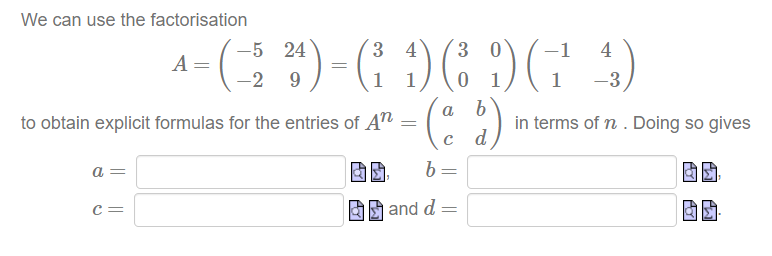 can write 0 A =M M-1 0 where M = . Using