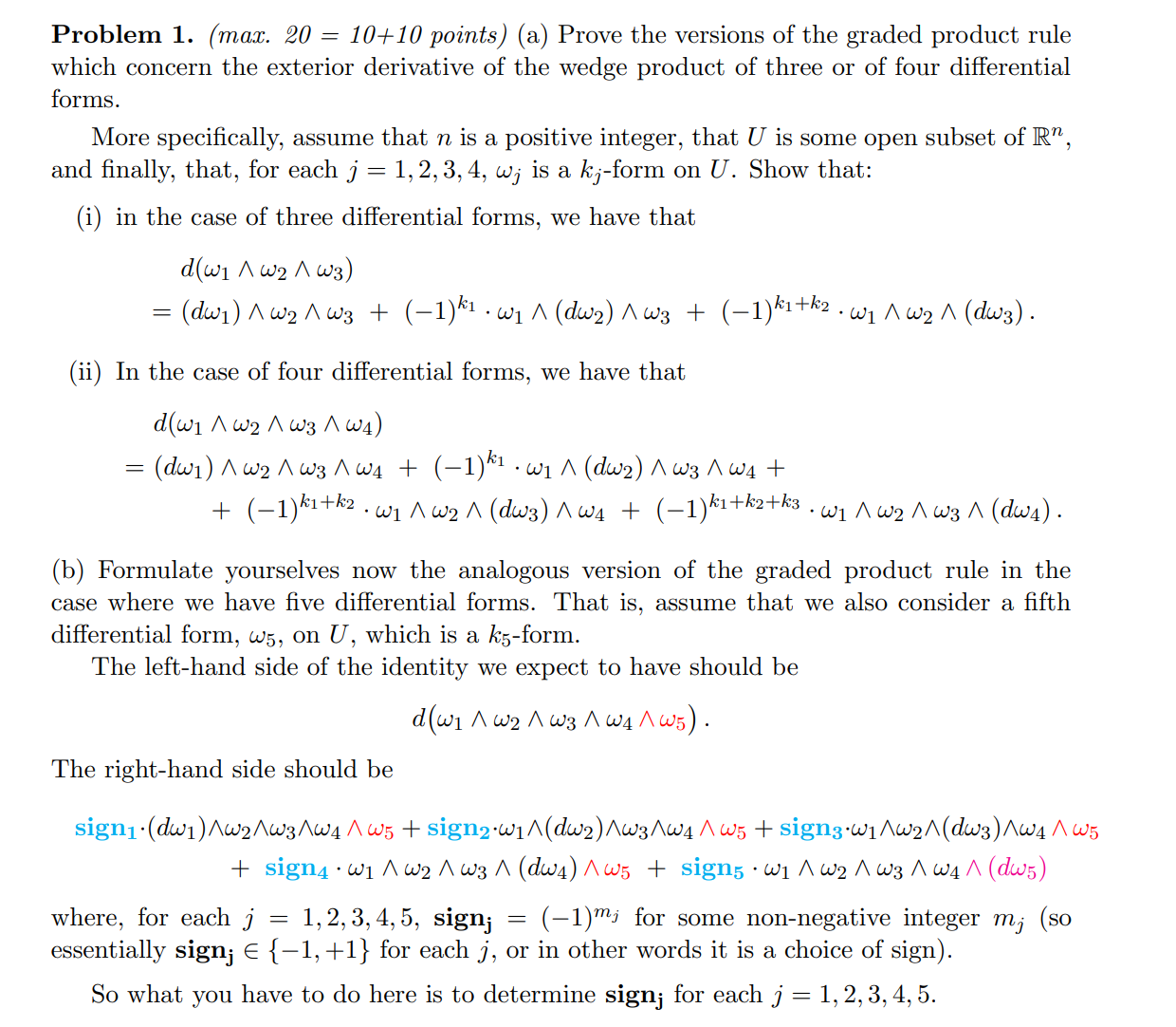 of the graded product rule which concern the exterior derivative of the