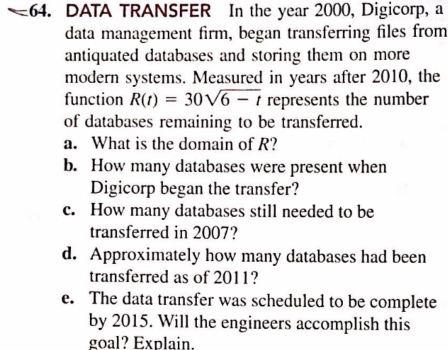 Please answer and explain each thoroughly. Thank you! t64. DATA TRANSFER In