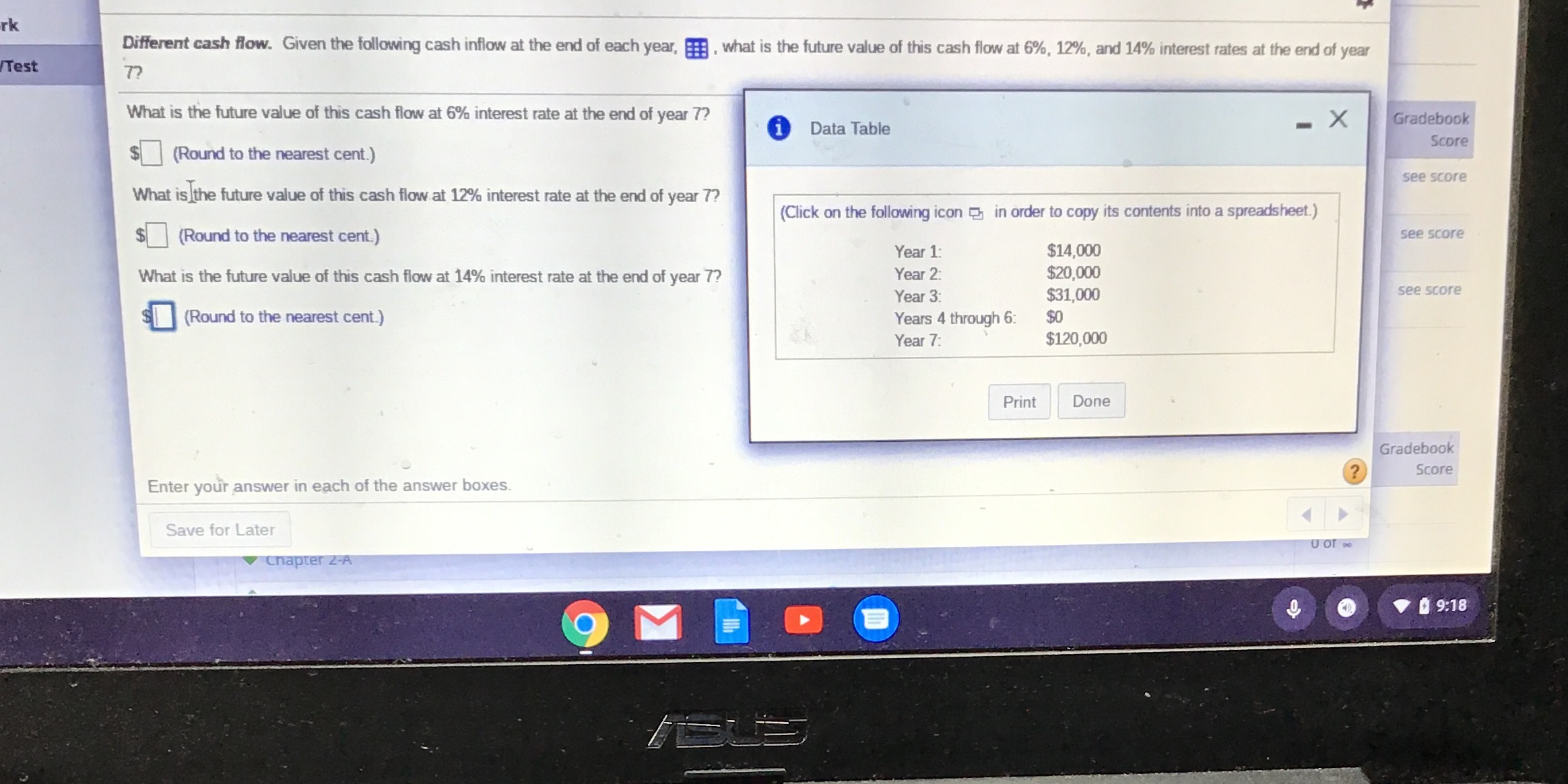 Please answer all questions with explanations thx rk Test Different cash flow.
