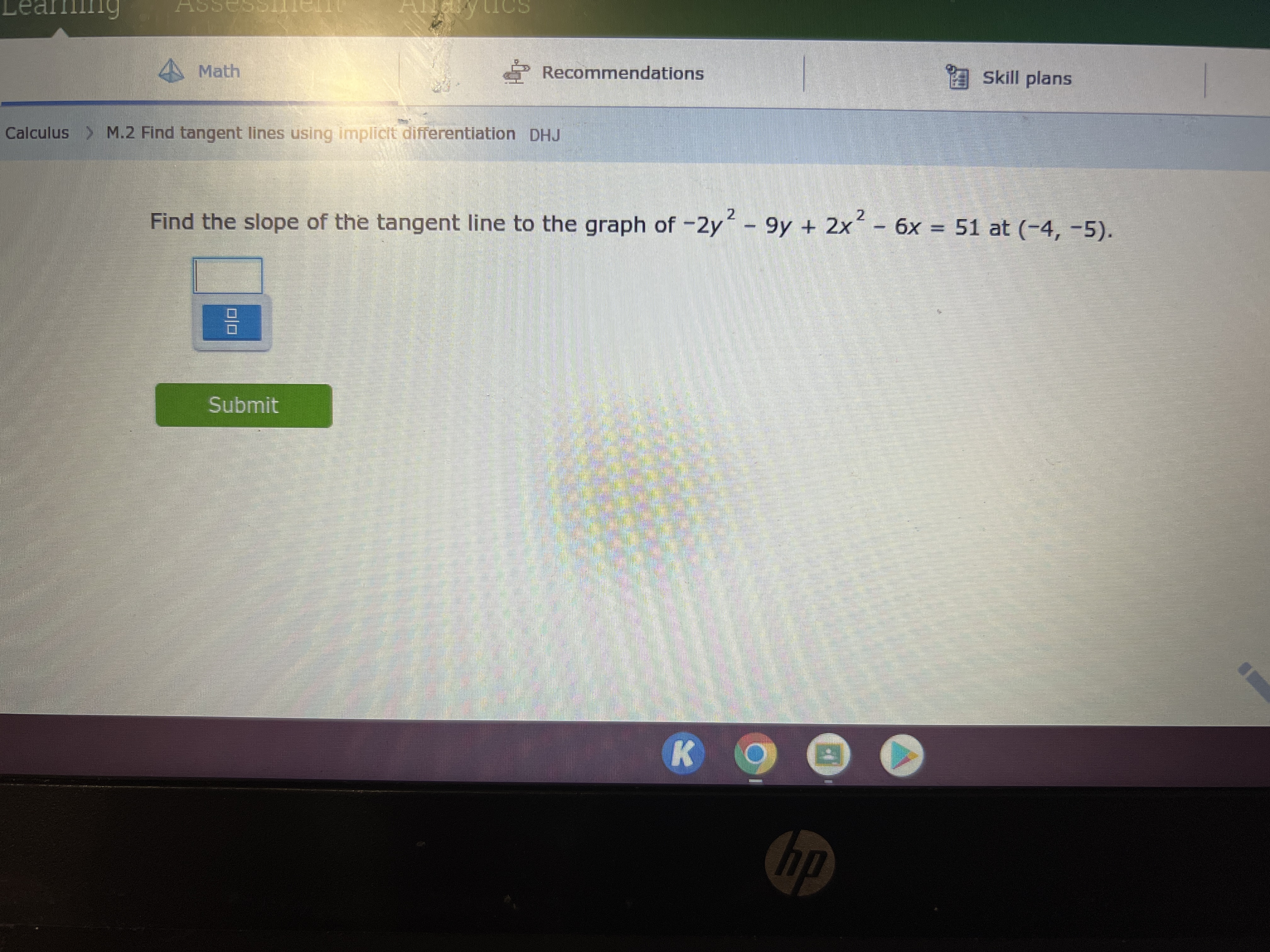 Math Recommendations Skill plans Calculus > M.2 Find tangent lines using