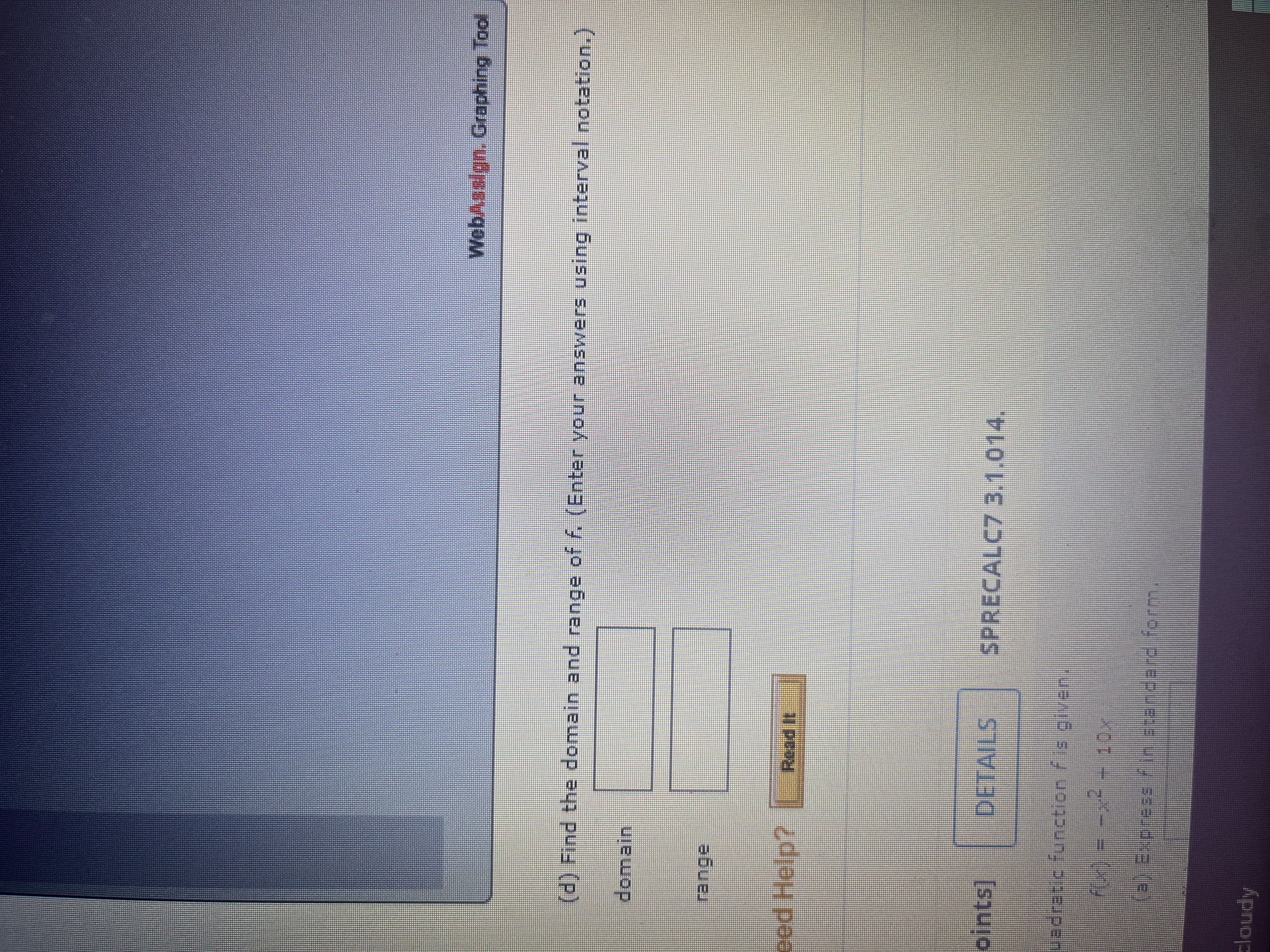 Calculus \fA quadratic function fis given, f(x) = x (a) Express fin