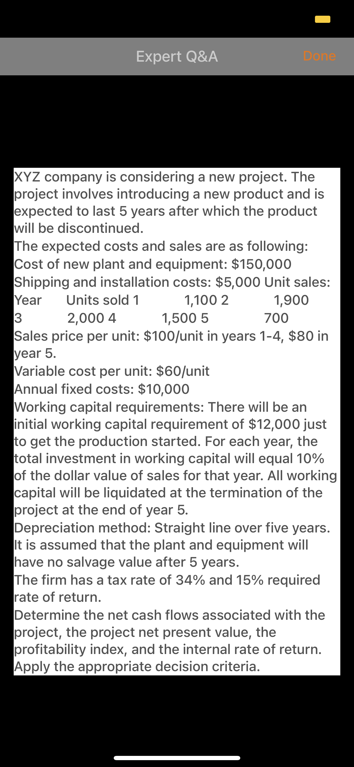 hello! Please I need details of this problem Expert Q&A XYZ