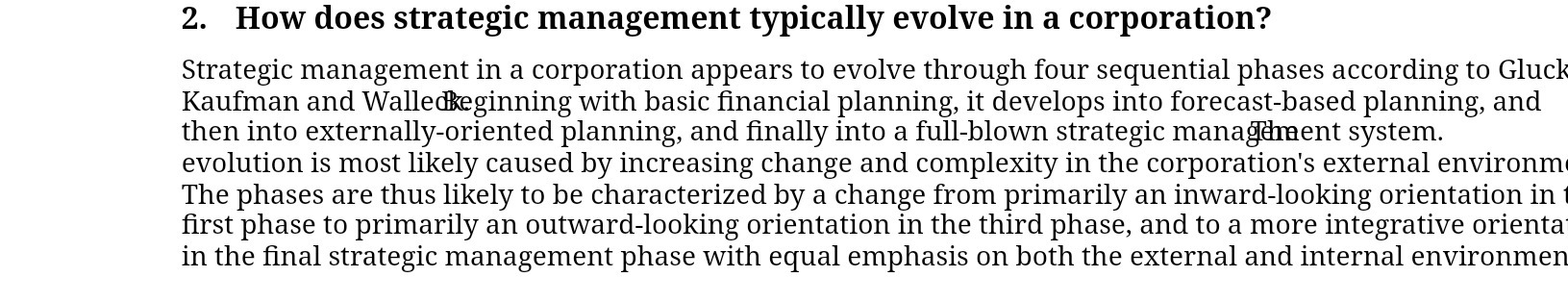 management in a corporation appears to evolve through four sequential phases according