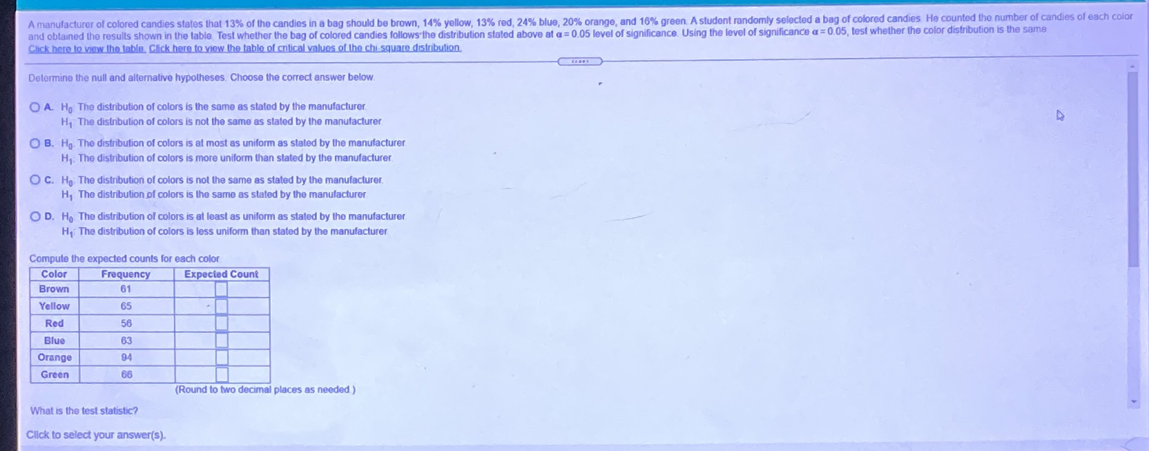 Also need help finding the test statistic and the range of p-values
