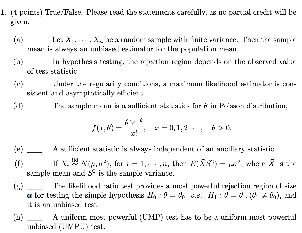 (a) Let X1, , Xn be a random sample with finite