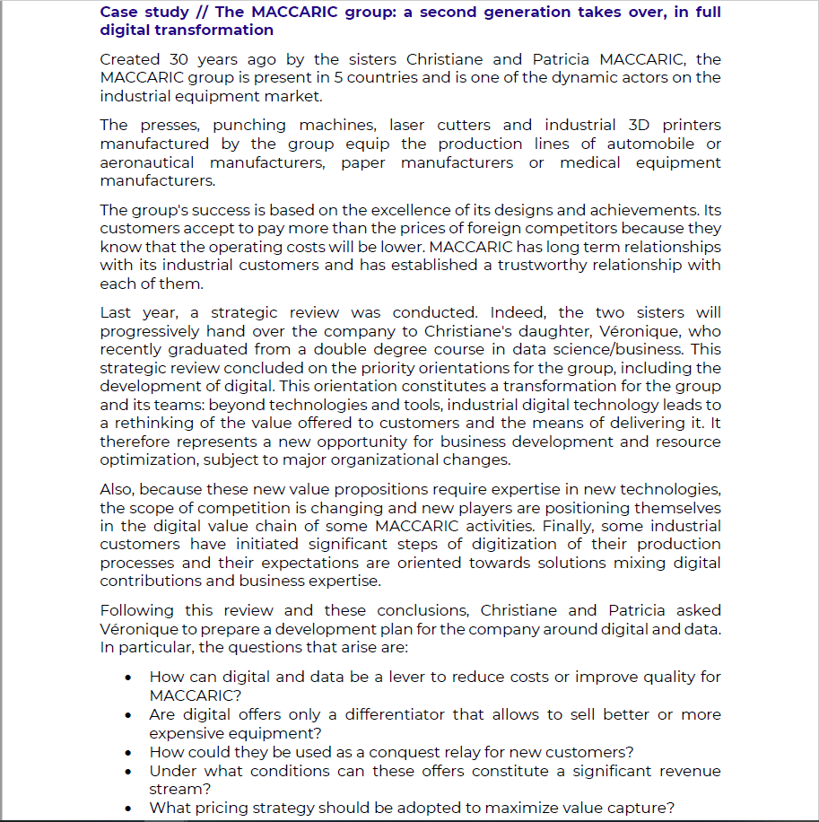 Case study If The MACCARIC group: a second generation takes over,