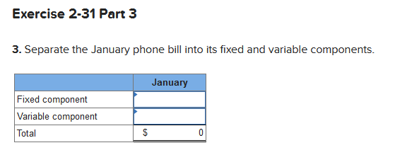 to 3 decimal places.) Cost per Phone Call January FebruaryExercise 2-31 Part