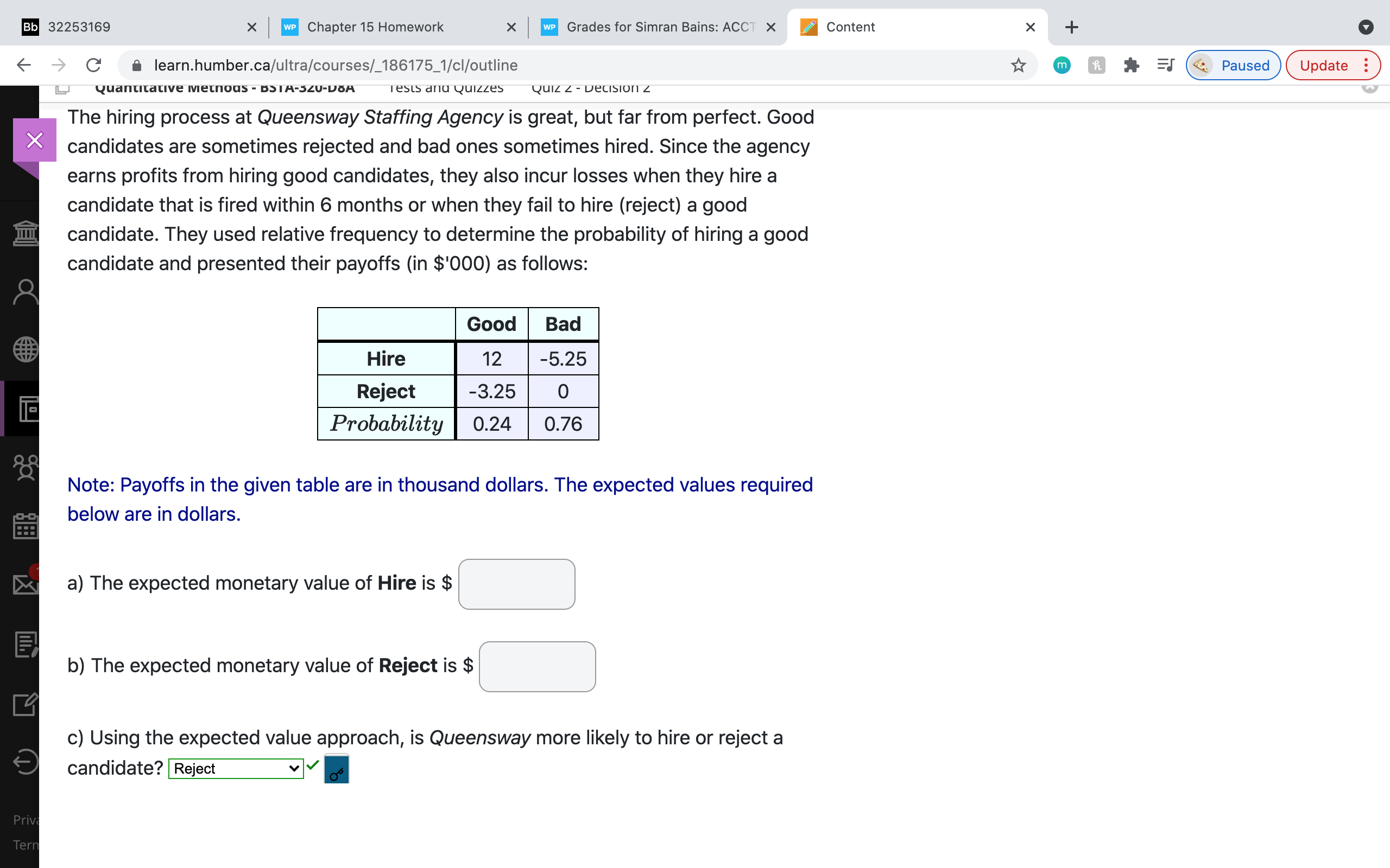 Bb 32253169 X WP Chapter 15 Homework X WP Grades for