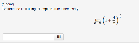 Evaluate the limit using L'Hospital's rule if necessary. lim 75 sinc) Answer.\fHopitalsRule: