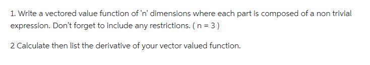vour vector valued function