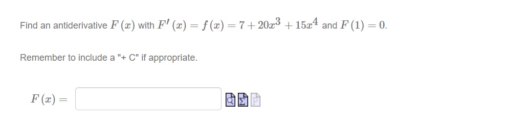 (ac) = 7 + 20x3 + 15x4 and F (1) = 0.