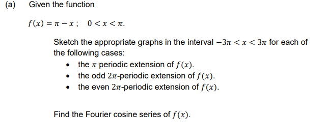 Given the function Sketch the appropriate graphs in the interval 3Tt <