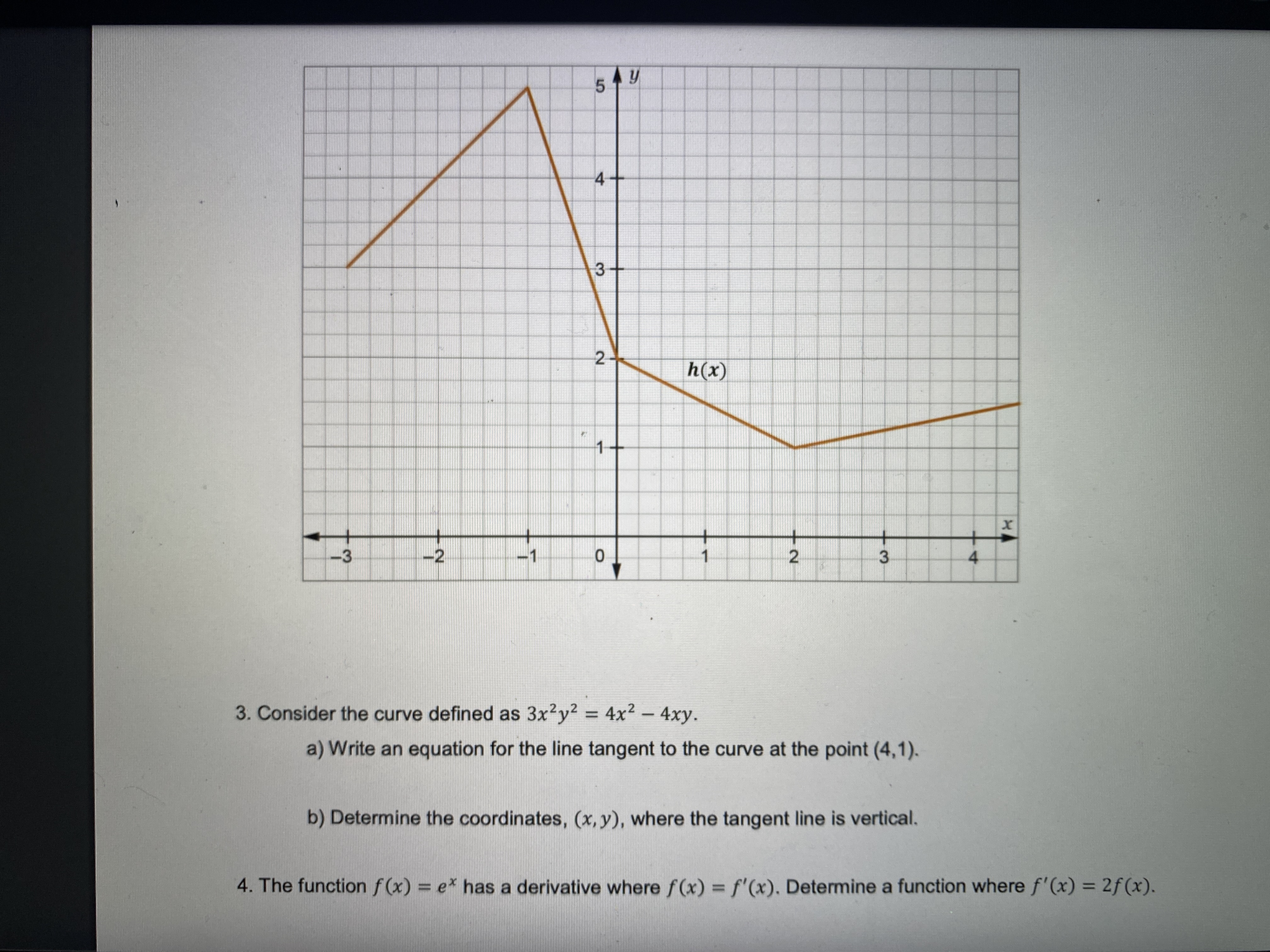 It. b) Let h(x) be the piecewise define function shown in the