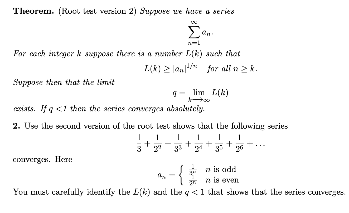 n=1 For each integer k suppose there is a number L( k)