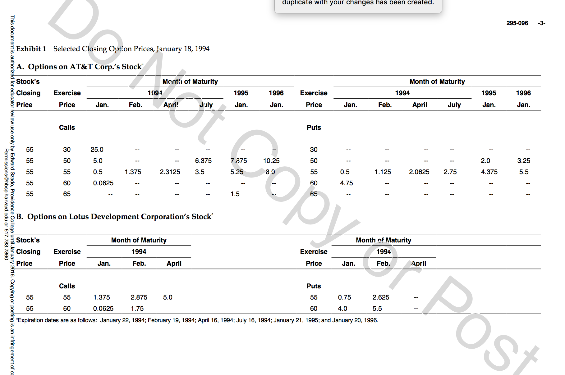 The Put/call parity states that c + Ke -rT = p