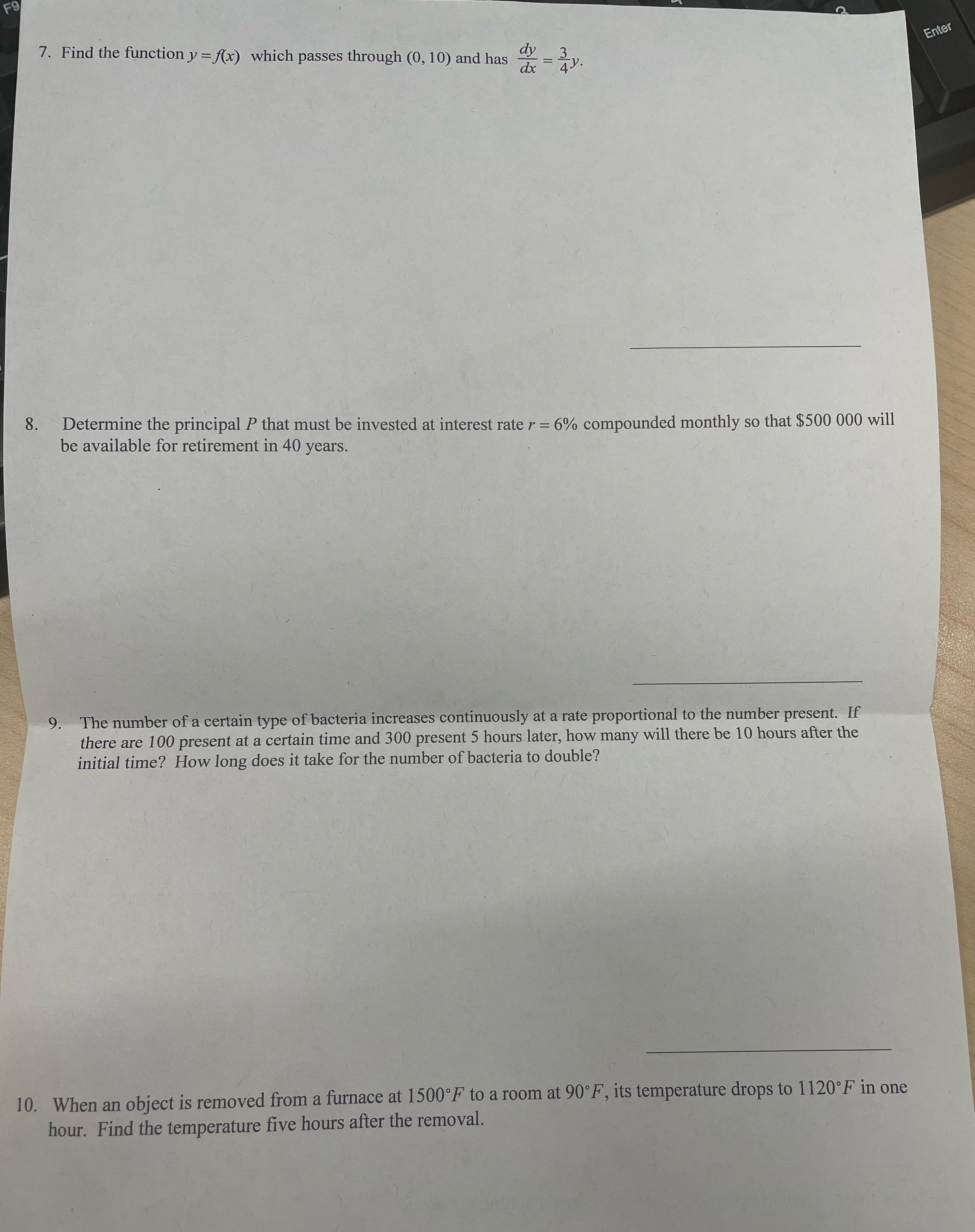  Enter 7. Find the function y =f(x) which passes through (0,