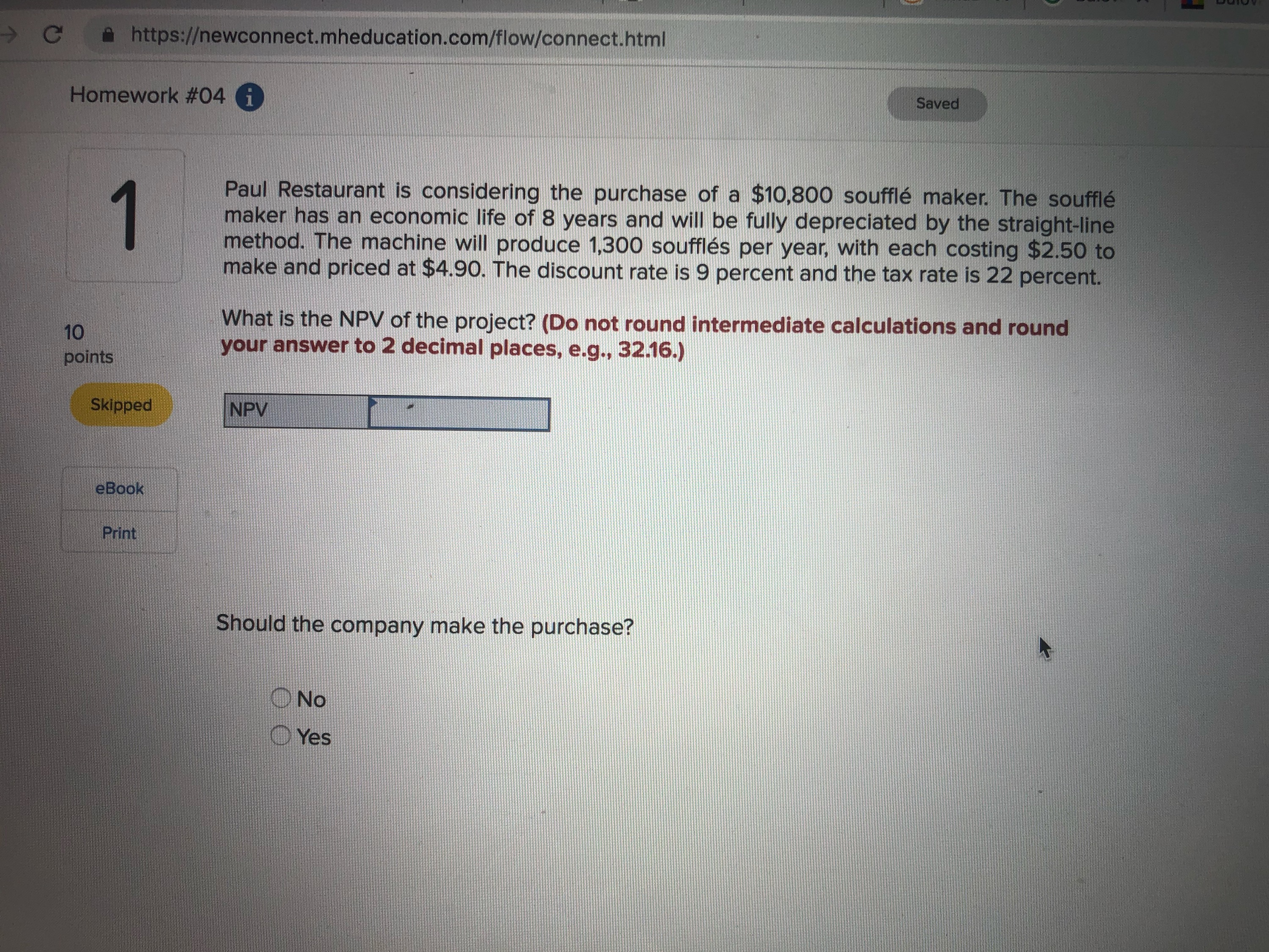 a 3-year life, and has pretax operating costs of $82,000 per year.