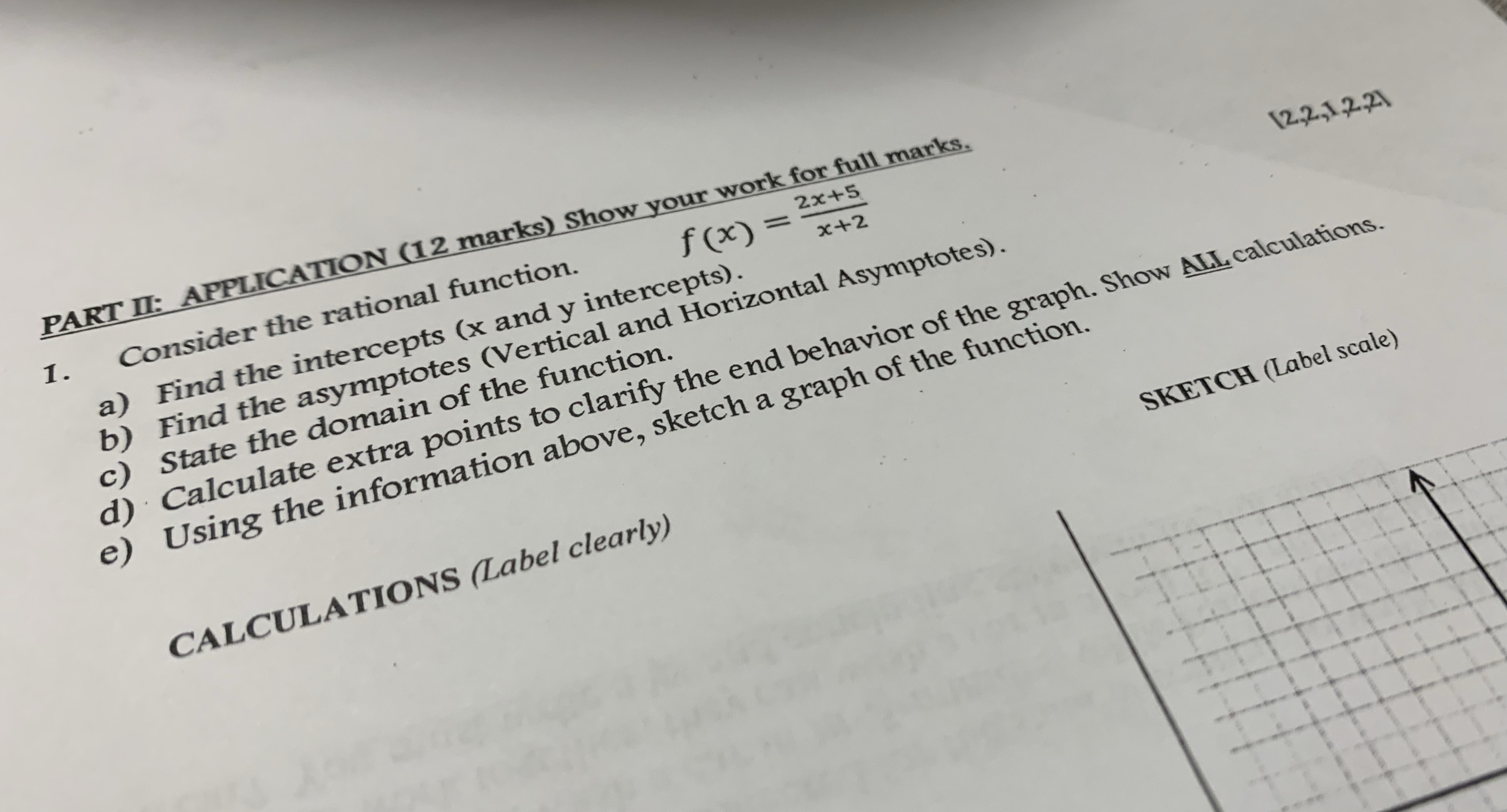  PART II: APPLICATION (12 marks) Show your work for full marks.