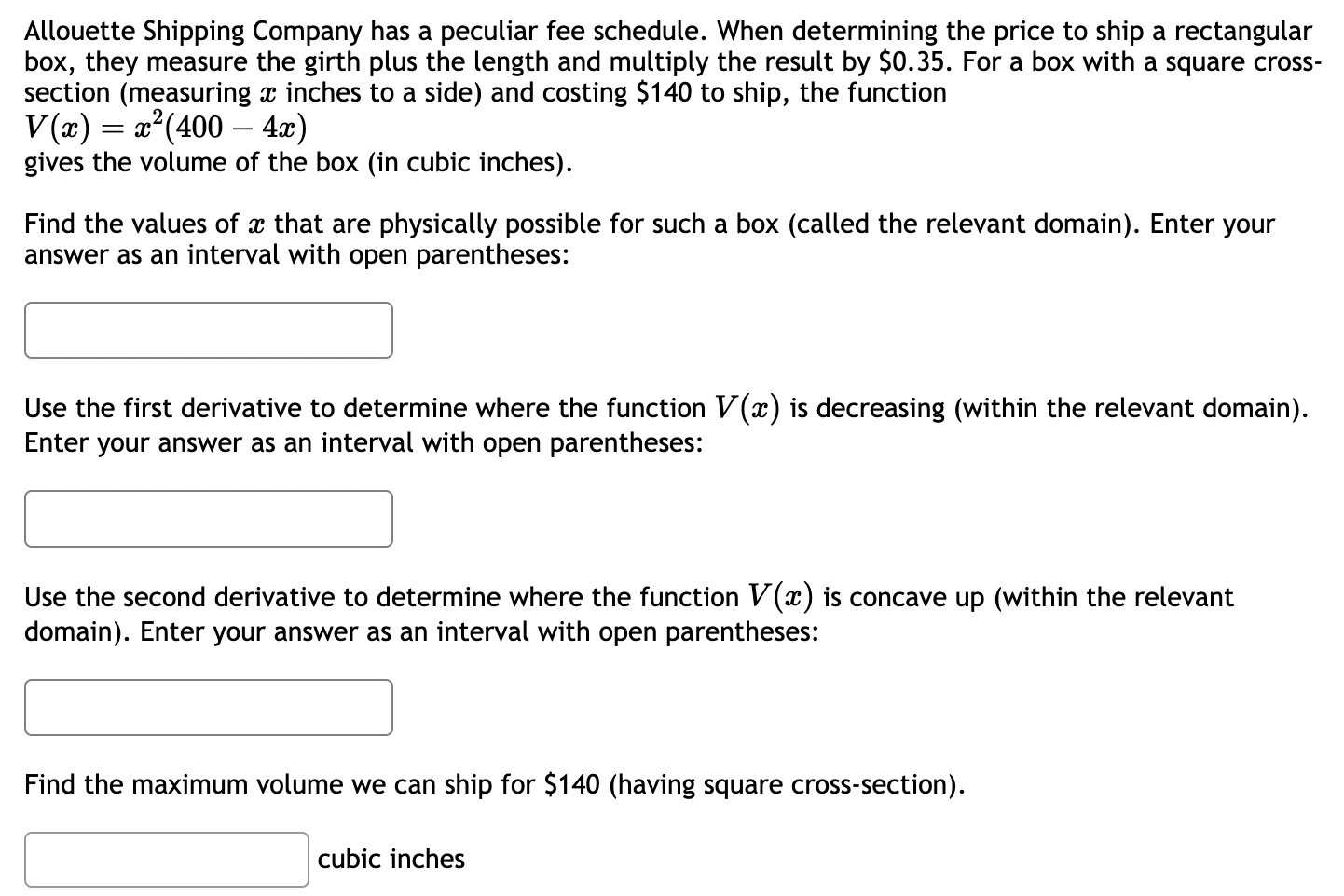 Find A and B For each of the following open intervals, tell