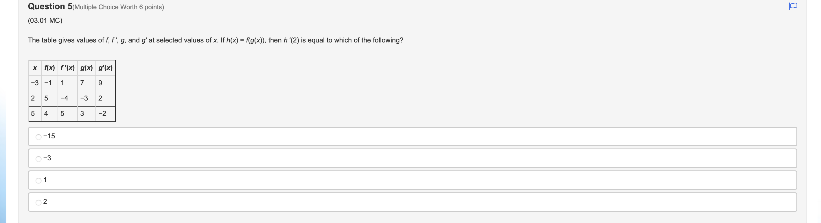 Question 1(Multiple Choice Worth 6 points) (03.03 MC) It is known that