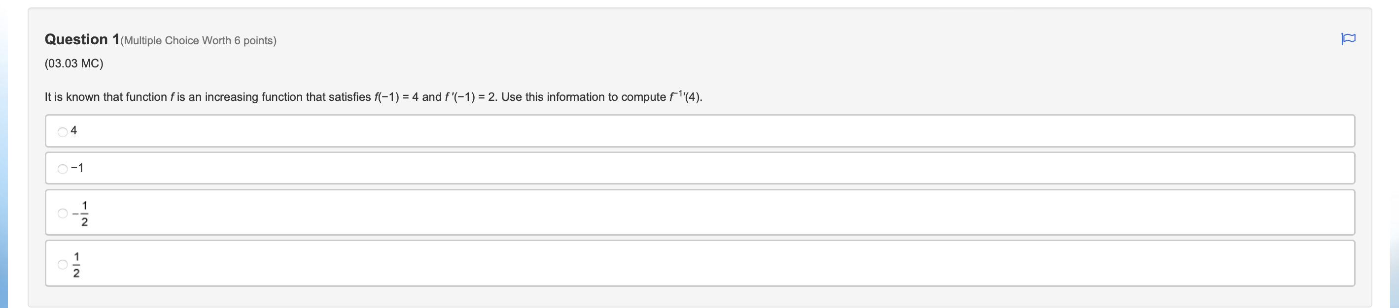 N/ - N/-Question 2(Multiple Choice Worth 6 points) (03.03 HC) Let k
