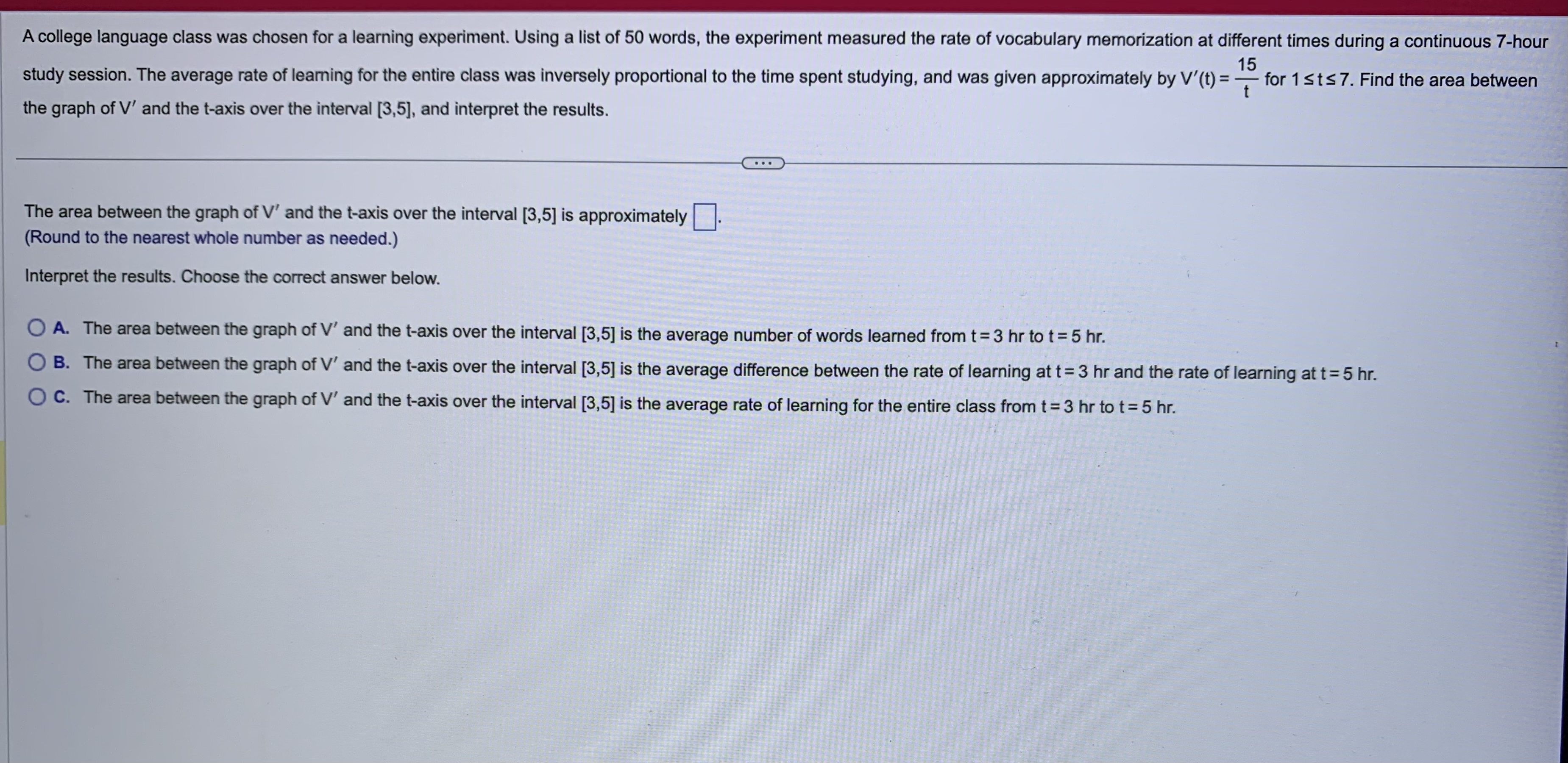  A college language class was chosen for a learning experiment. Using