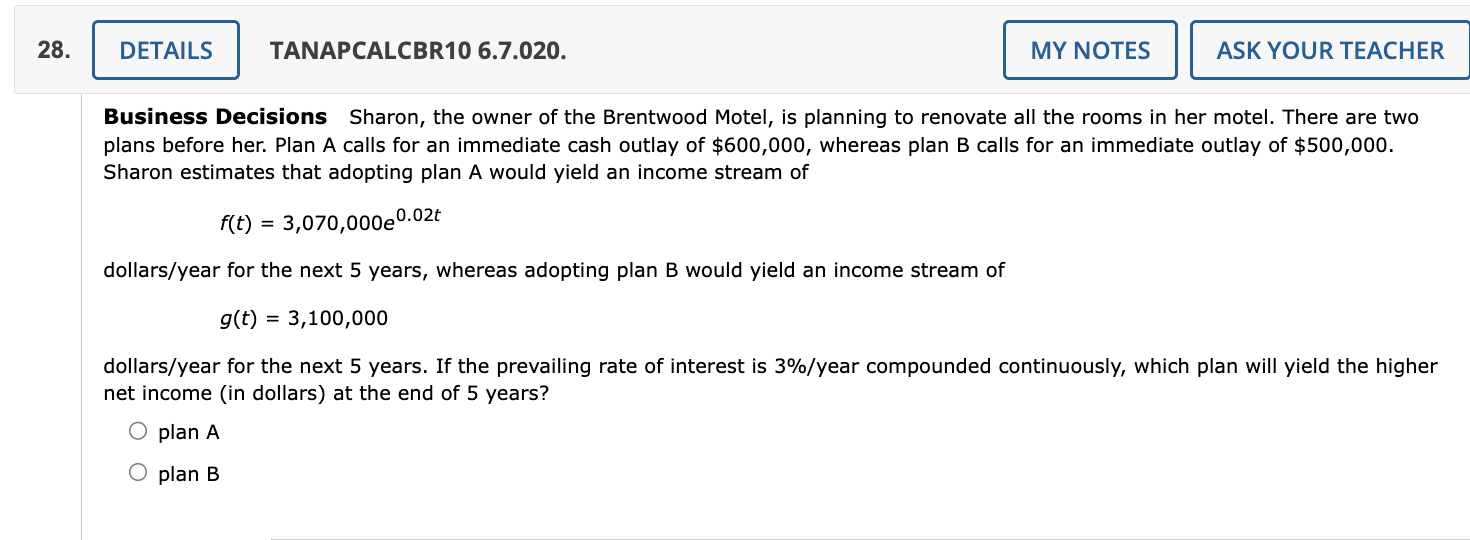 THANK YOU 28. DETAILS TANAPCALCBR10 6.7.020. MY NOTES ASK YOUR TEACHER Business