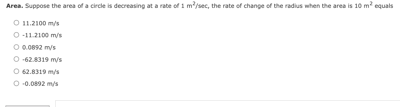 a rate of 1 m /sec, the rate of change of the