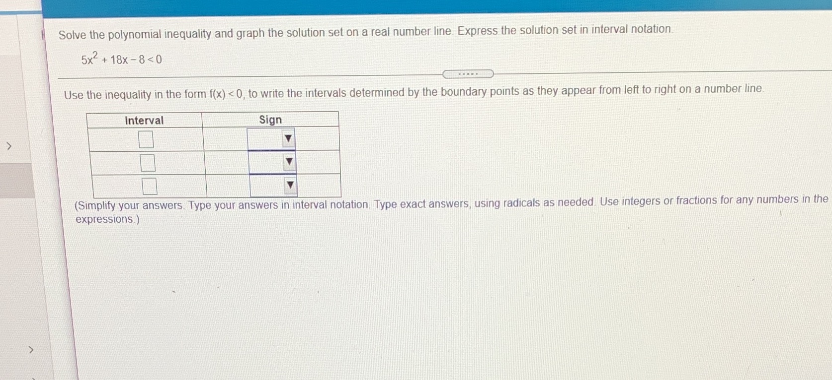  Solve the polynomial inequality and graph the solution set on a