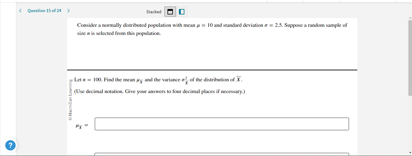 population with mean / = 10 and standard deviation o = 2.5.