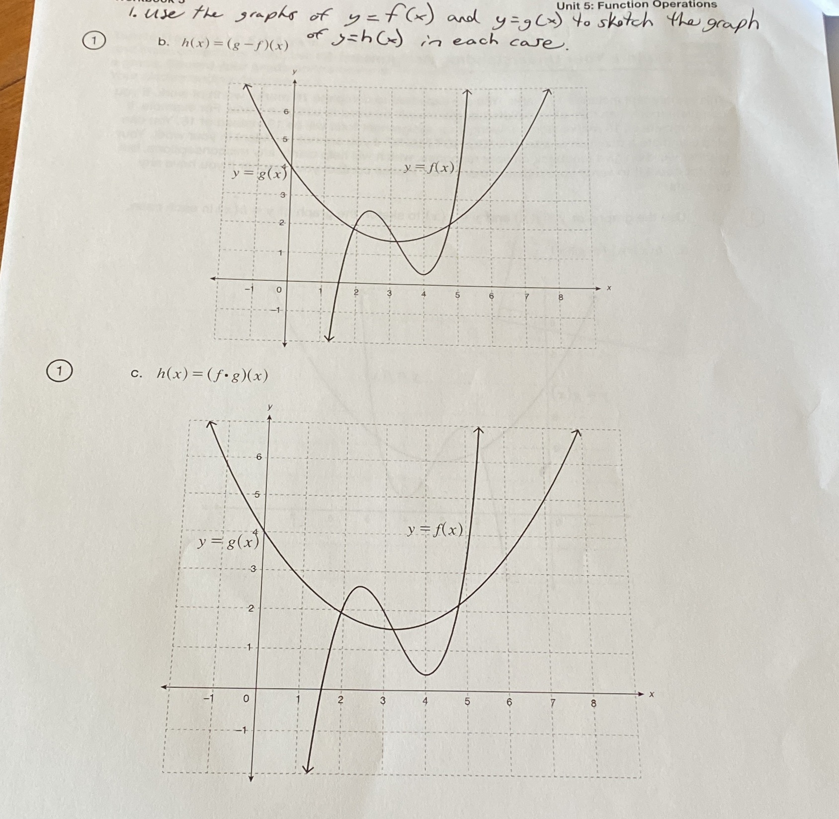 questions 1- b and c Unit 5: Function Operations 1. use the