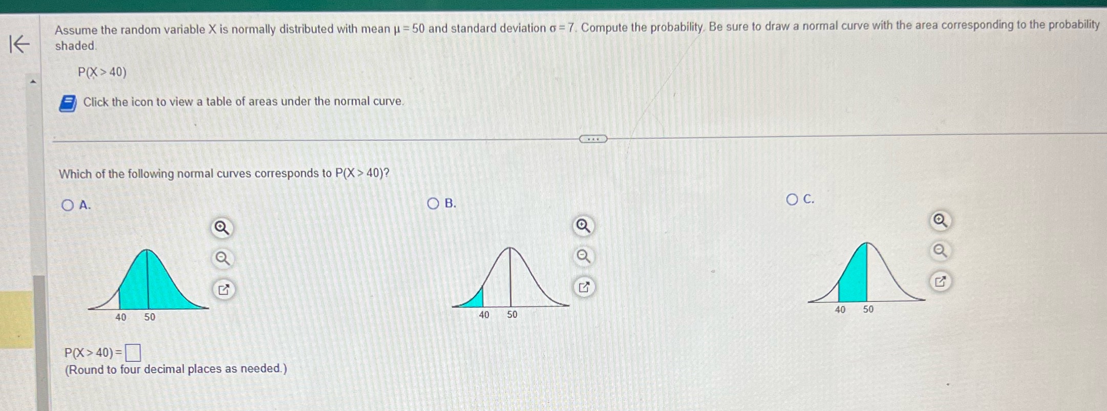 K shaded. Assume the random variable X is normally distributed with