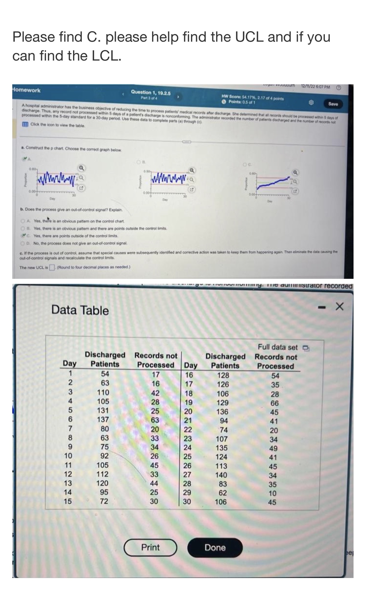  Please find C. please help find the UCL and if you