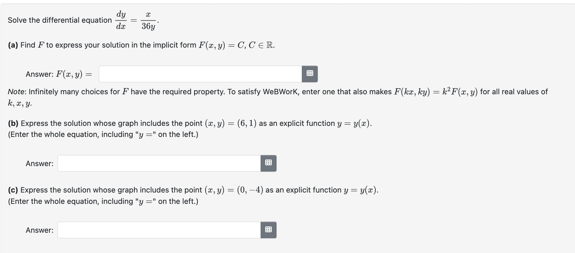 dm 36y (3) Find F to express your solution in the implicit