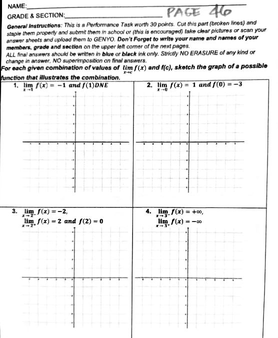 NAME: GRADE & SECTION: PAGE 46 General Instructions: This is a
