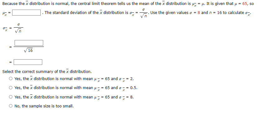 47, so = g The standard deviation of the x distribution is