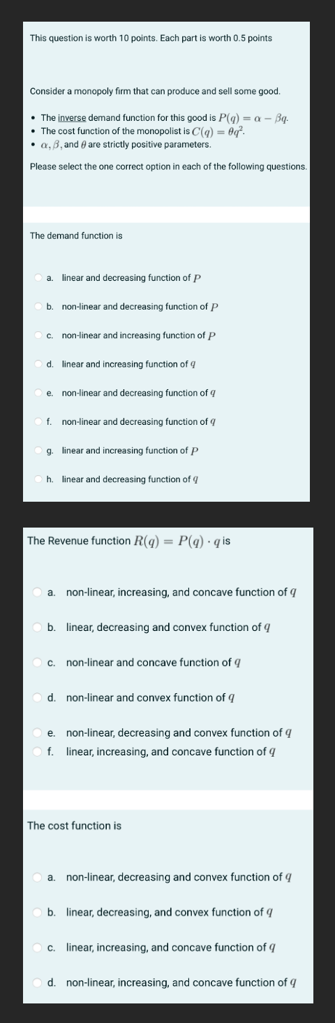 (v, (3, and are strictly positive parameters. Please select the one correct