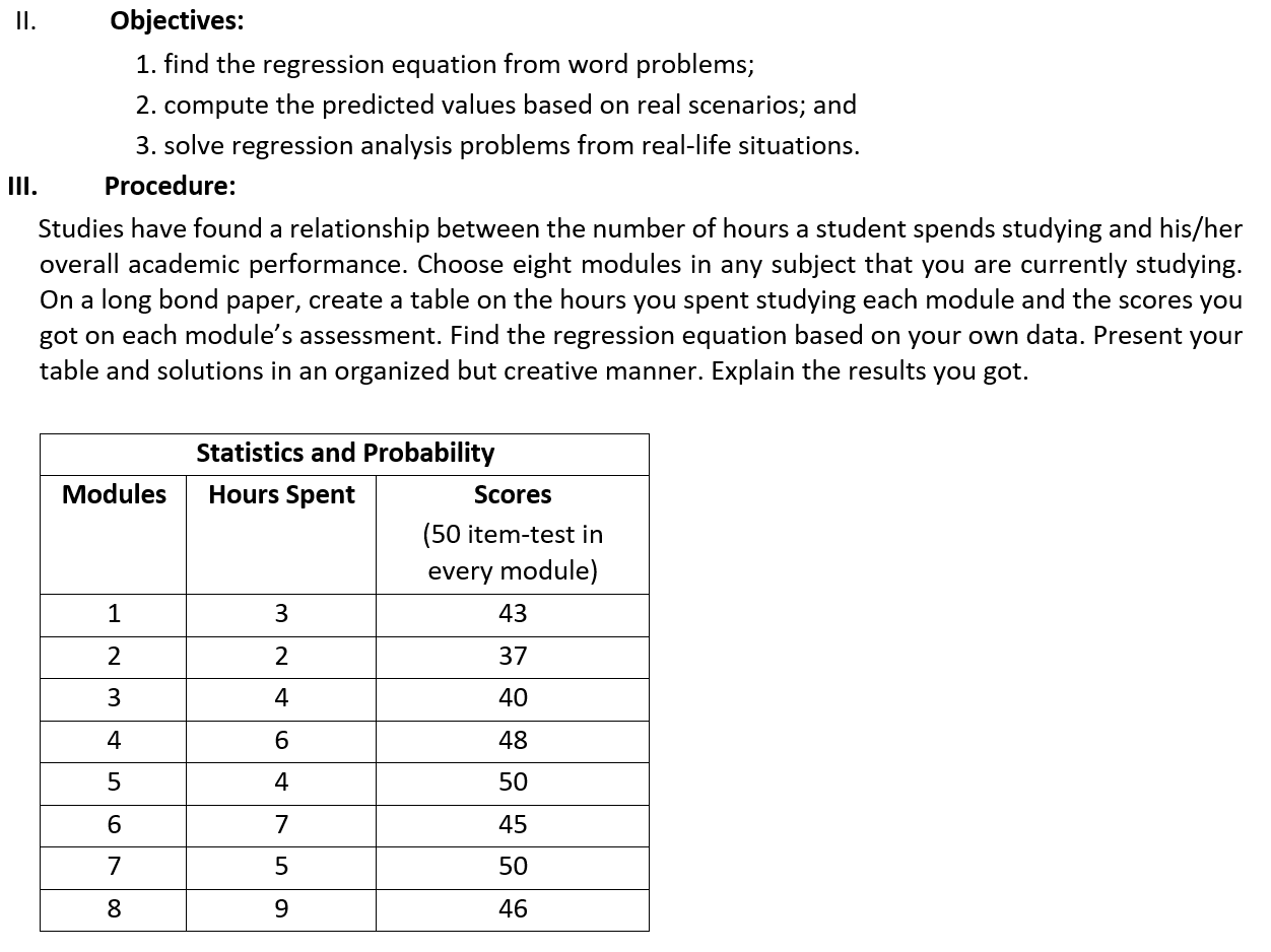 compute the predicted values based on real scenarios; and 3. solve regression