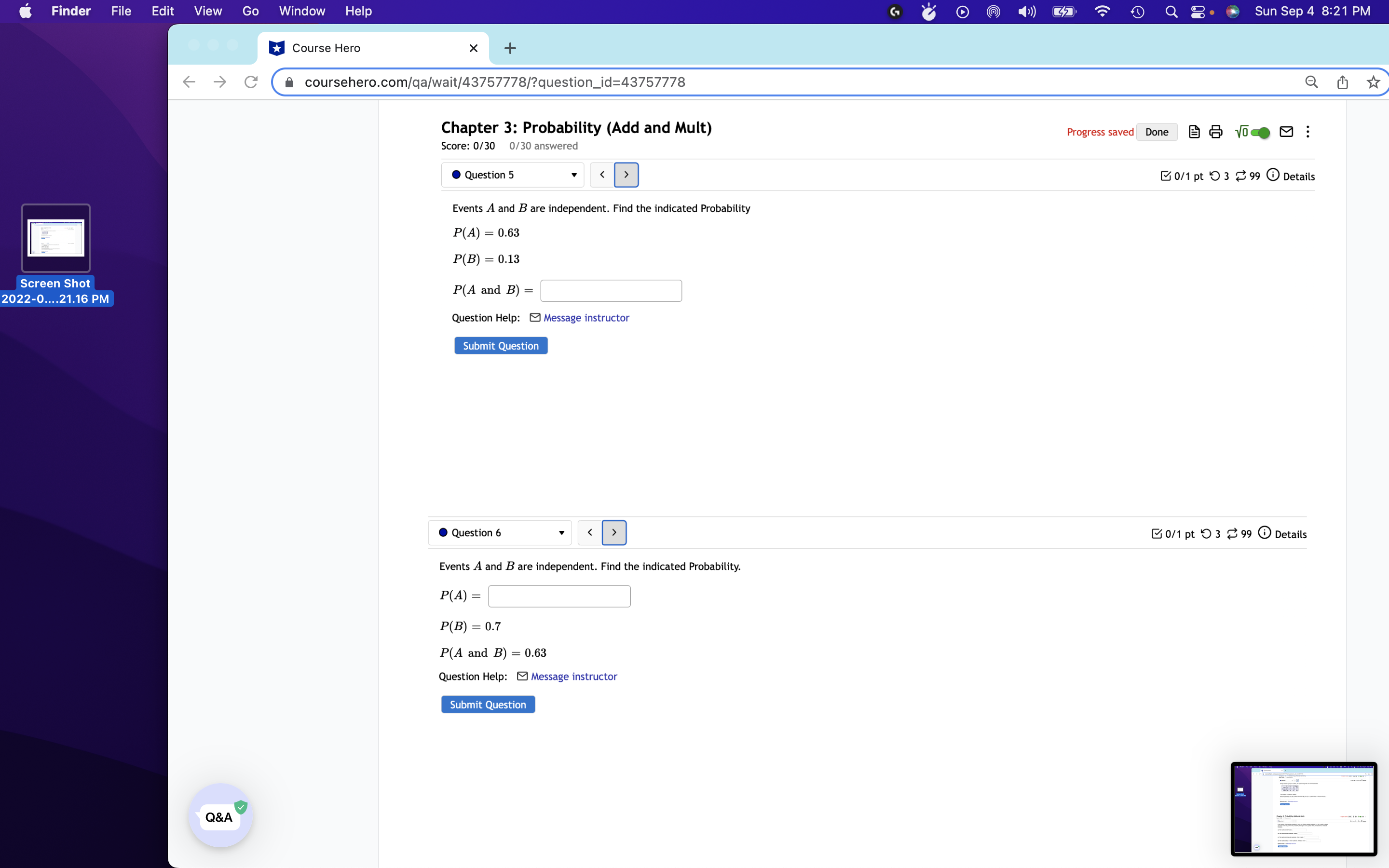 - > C coursehero.com/qa/wait/43757778/?question_id=43757778 16 # O M Chapter 3: Probability (Add
