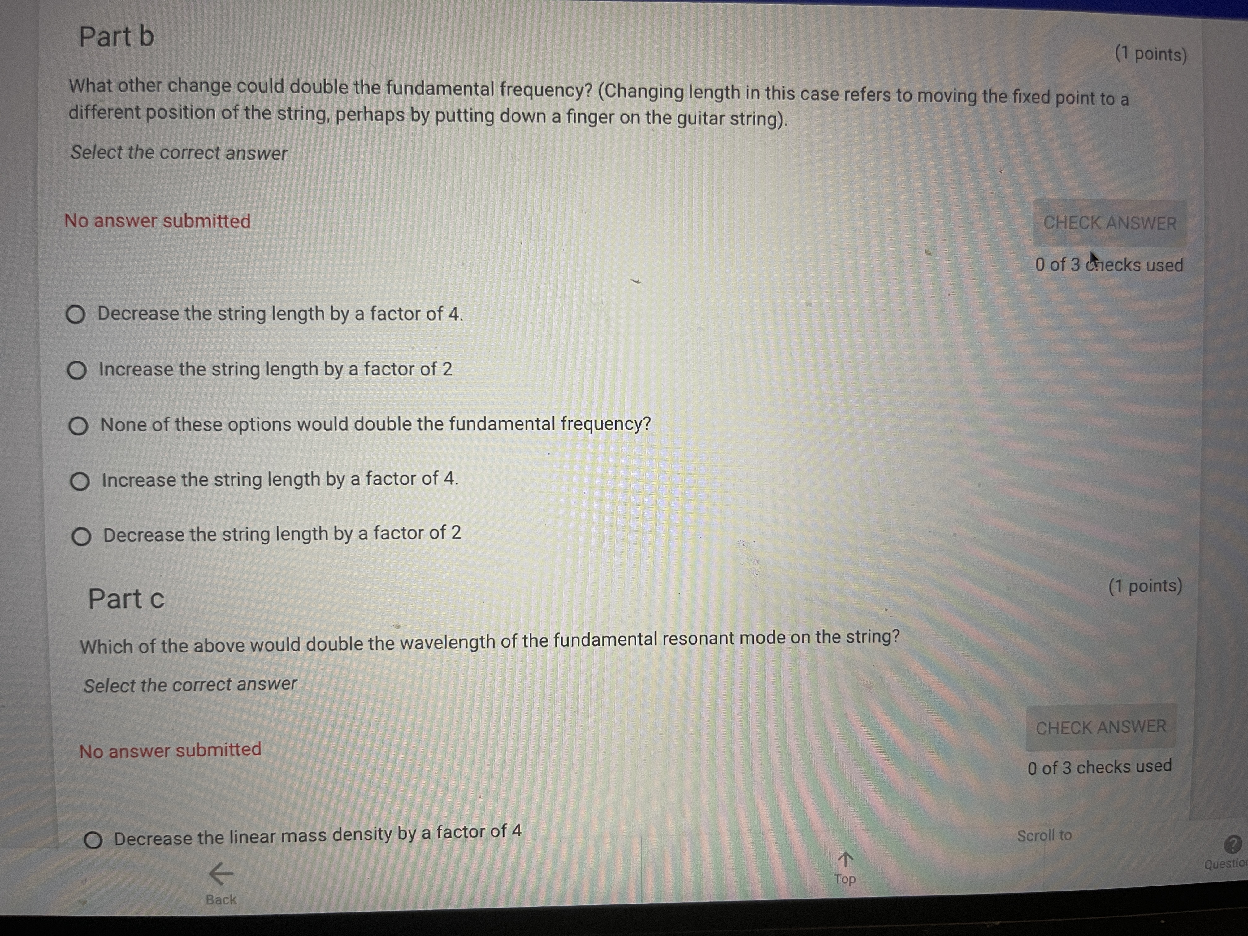 points) How does the frequency of wave in the string compare to